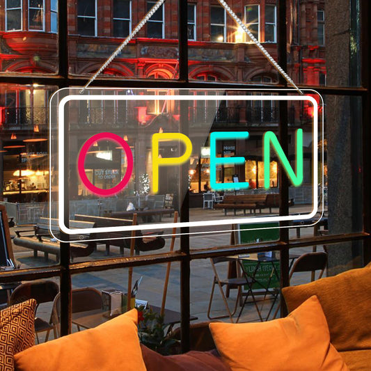 Neon Open Signs for Business,Adjustable Brightness Open Signs with ON/OFF Switch for Stores,Coffee Shop,Flower shop, Hotel,Bars,Window etc,four colors, 16x9in