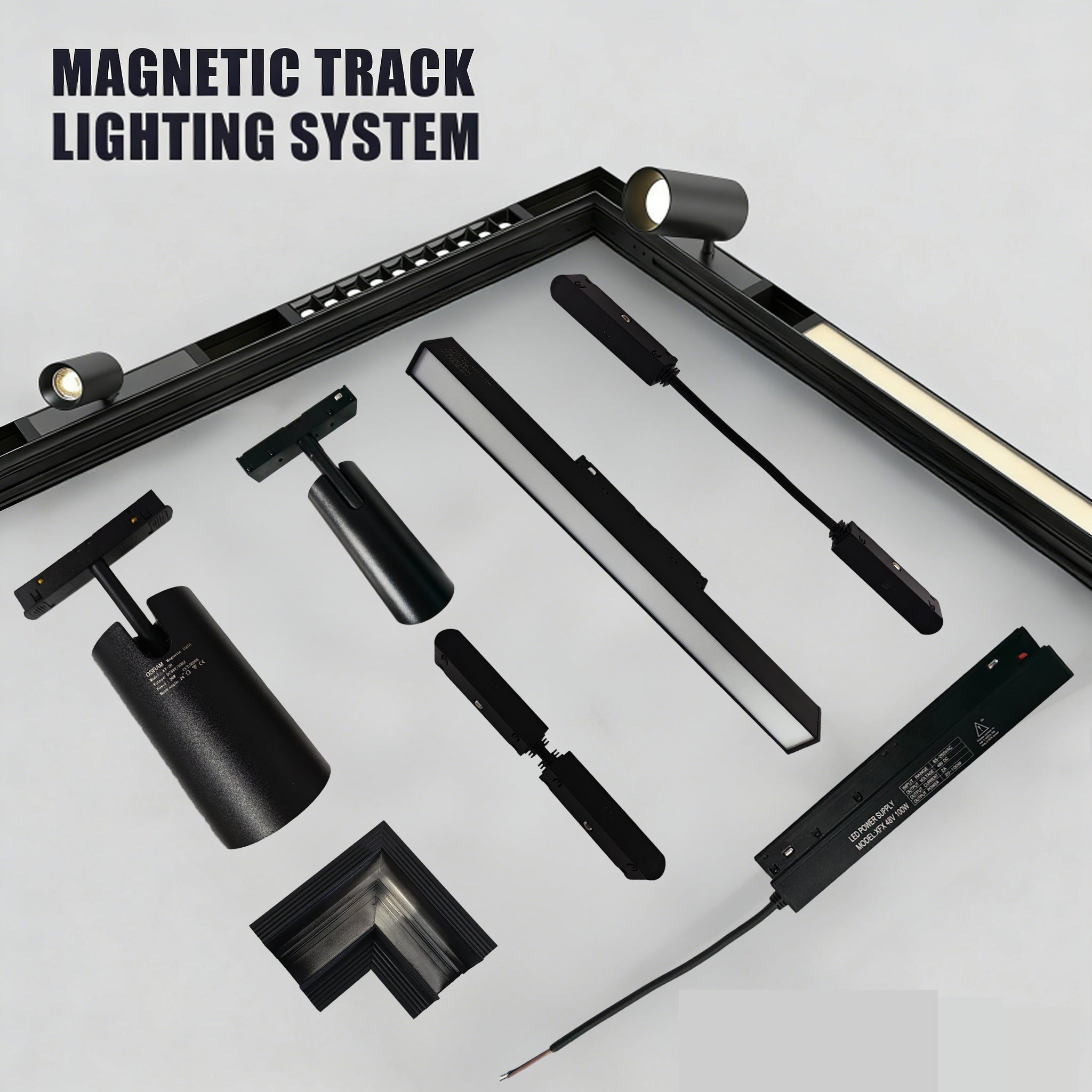 90 Degree Horizontal Track Connector for Magnetic Track Lighting System, Aluminum Corner Connector (No Power Transfer), Requires Conductive Connector, 24V Ceiling Track Rail Accessory
