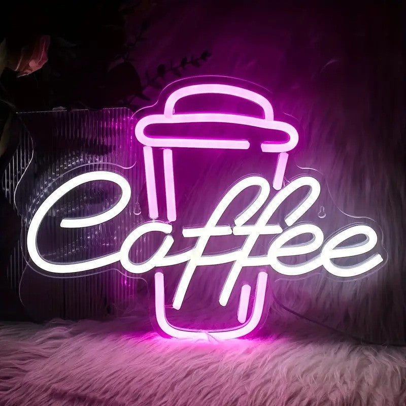 Coffee LED Neon Sign By USB - Adjustable Brightness with ON/Off Switch , Wall Decor LED Sign for Café Shops, Restaurants & Food Trucks,40cm/15.75"x 30cm/11.81"