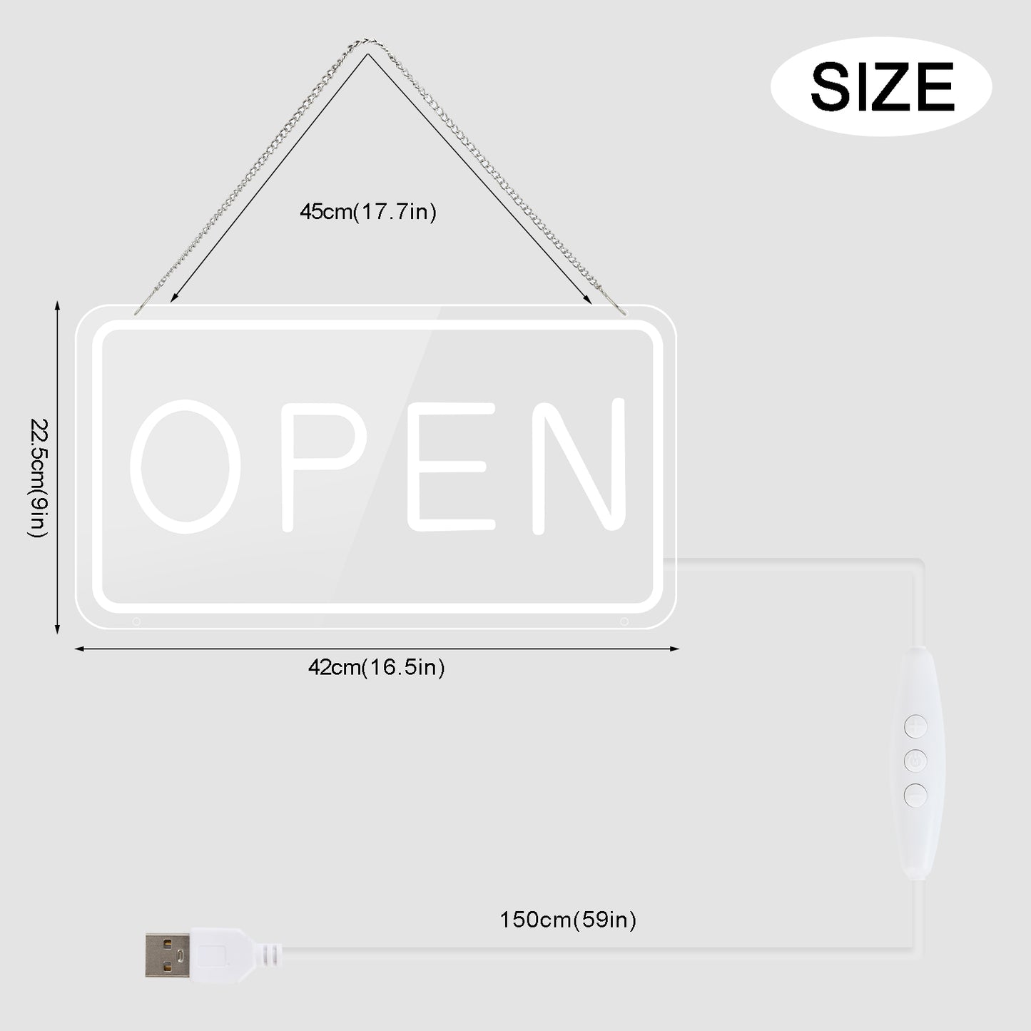 LED Open Signs for Business by USB ，Adjustable Brightness Open Signs with ON/OFF Switch for Stores, Coffee Shop,Flower shop, Hotel,Bars, Window etc,16x9in,Warm White(Outside Edge Cool White)