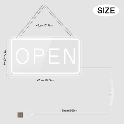 LED Open Signs for Business by USB ，Adjustable Brightness Open Signs with ON/OFF Switch for Stores, Coffee Shop,Flower shop, Hotel,Bars, Window etc,16x9in,Warm White(Outside Edge Cool White)